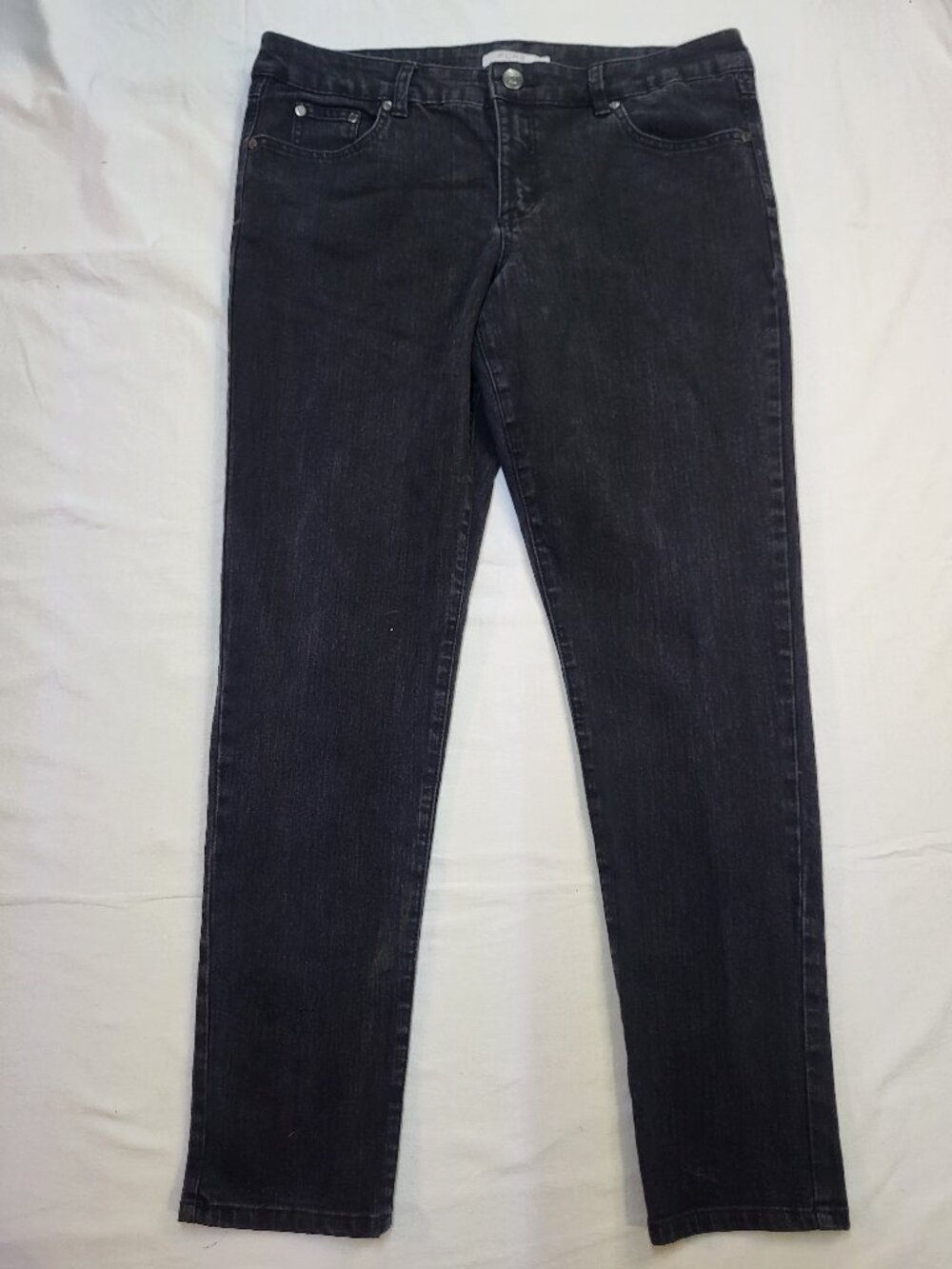 Pure Alfred Sung Black Denim Jeans Size 16 Straight Leg Classic Casual